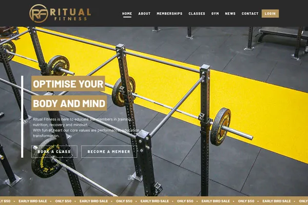 Ritual Fitness website homepage shown on desktop